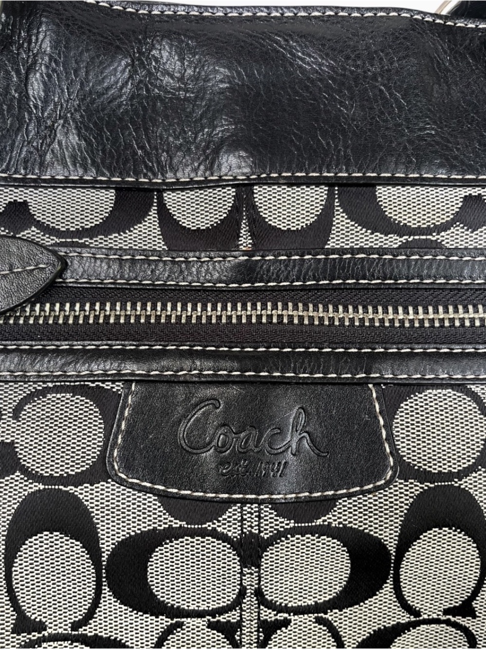 Coach Signature Penelope Black/Grey Jacquard Shoulder Bag Tote - Picture 3 of 15